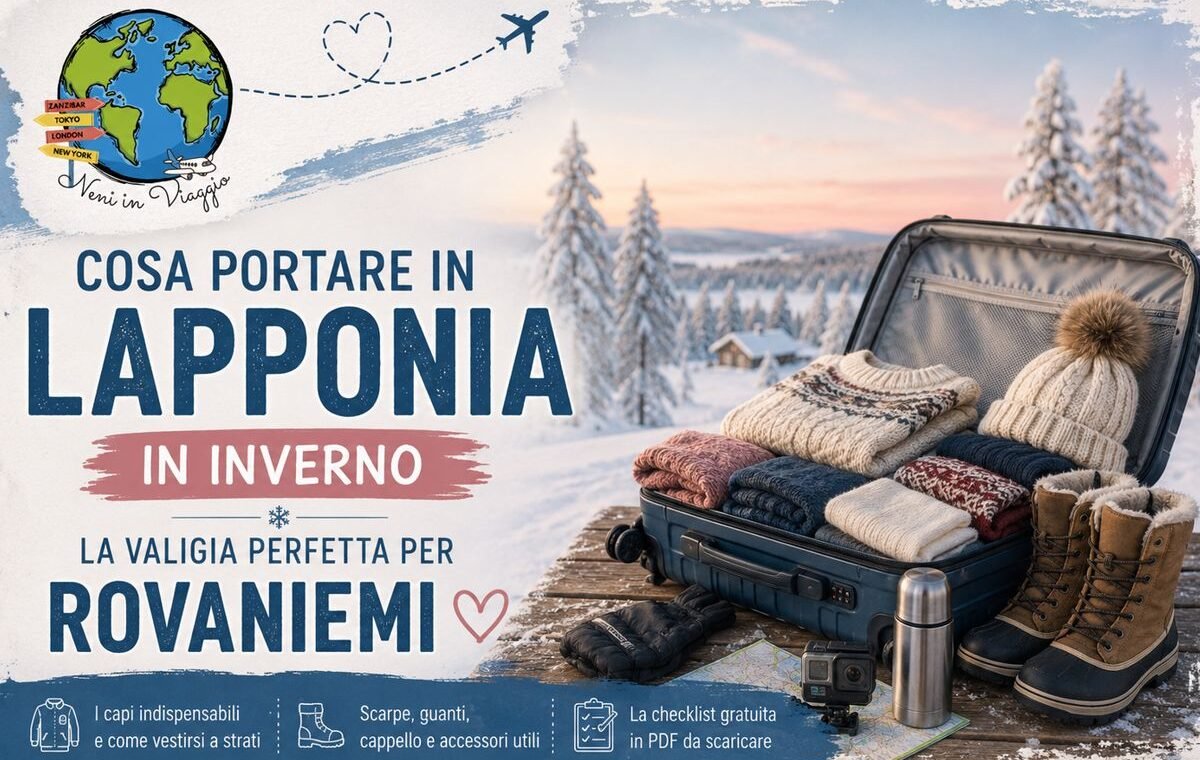 Copertina guida su cosa portare in Lapponia in inverno a Rovaniemi