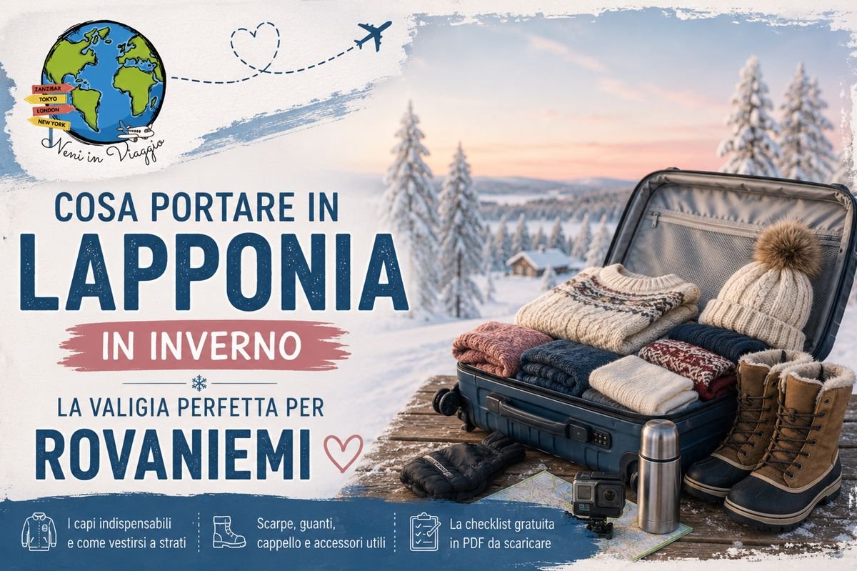 Copertina guida su cosa portare in Lapponia in inverno a Rovaniemi